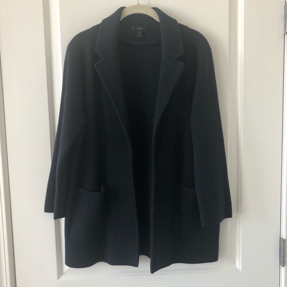 J Crew Sweater Blazer - Size Medium - Color: Navy Blue.